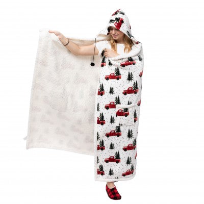 Christmas Truck Hooded Blanket