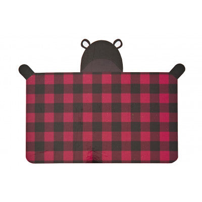 Red Plaid Hooded Bear Throw with Mittens