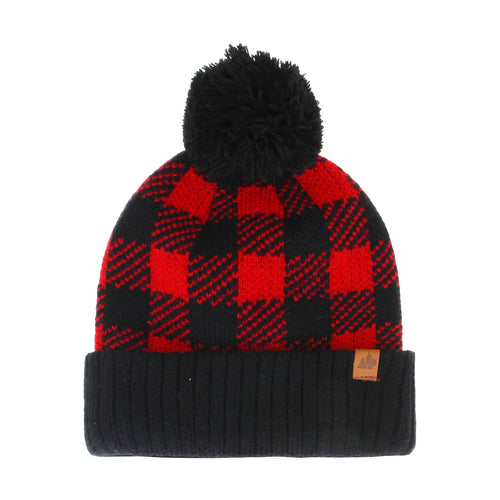 Kids Buffalo Plaid PomPom Hat 4-6X