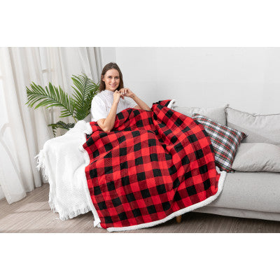 Buffalo Plaid Sherpa Throw