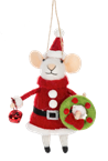 Santa Mouse with Wreath Ornament