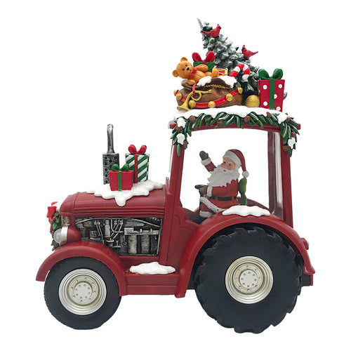 Santa on Tractor LED Large Water Globe