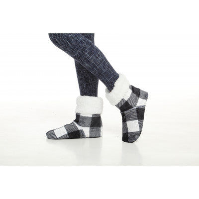 Black & White Plaid Slipper Socks