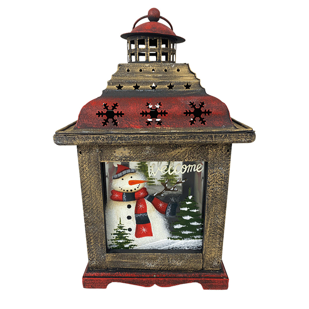 Wooden Snowman Lantern 11