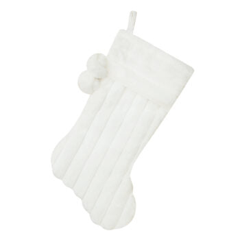 White  Fur Stocking with PomPoms