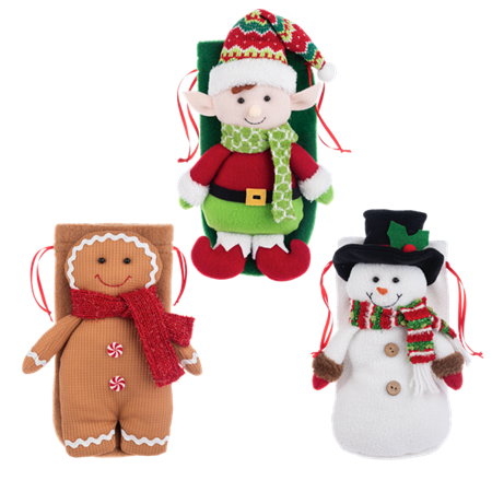 Plush Wine Gift Bags Asst